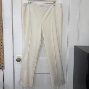 NWT Lafayette 148 NY Women's Cream (Cloud) Bleecker Slim-Leg Woven Pants,Size 16